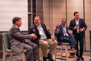 John Riggi, Scott Trevino, Hussein Syed, and Timur Ozekcin at the Cylera HIMSS Executive Breakfast (from left to right)
